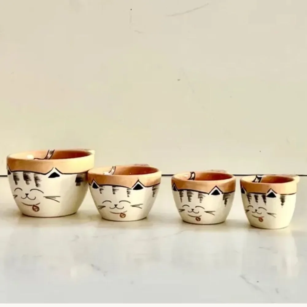 RARE Find! Cute Cat Ceramic Nesting Measuring Cups!